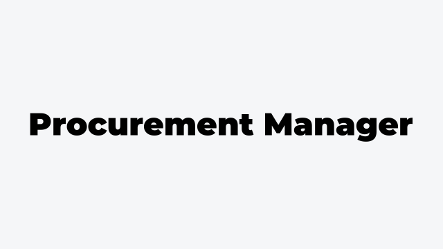 Procurement Manager Jobs Description